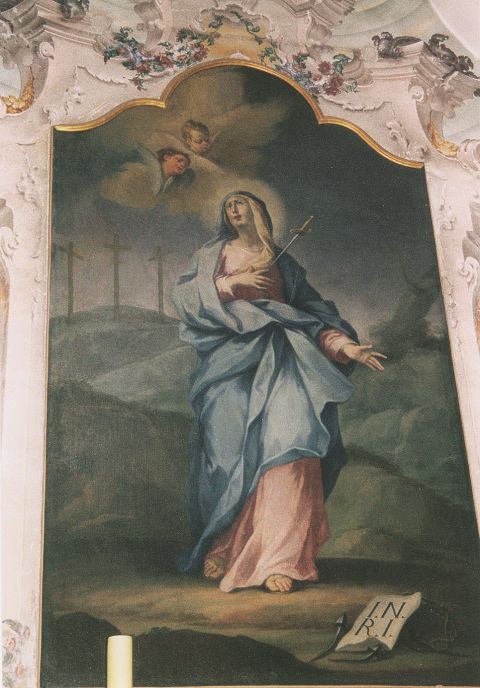 Chiesetta di San Gregorio: pala daltare raffigurante la  Madonna Addolorata.